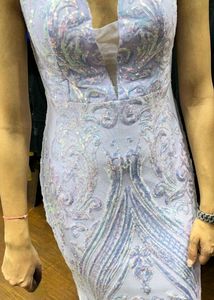 Lavender Sequin Party Evening Gown