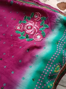 Garden Silk Sarees With Fall Done No Blouse Pic