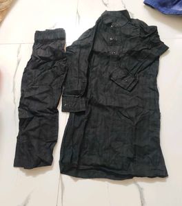 Kids Black Kurta Pajama Set