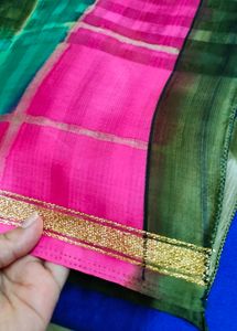 Bottle Green Colour Cotton Saree