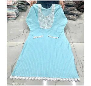 Light Blue Embroidered Kurti