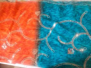 Synthetic Saree With Sequence Work