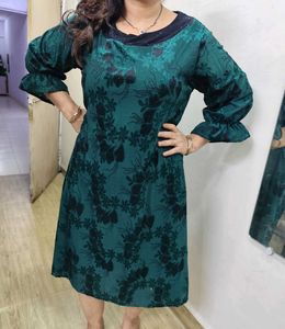 Bottle Green Floral Print Dress