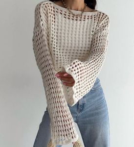 Boat Neck Sheer Crochet Crop Top