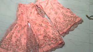 Peach Embroidered Kurta Set+Free Saree