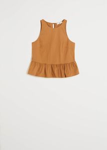 Mango Sleeveless Peplum Blouse Classic Round Neck