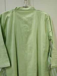 Green Kurta with Striped Bottom