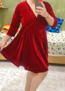 Red Velvet Wrap Dress