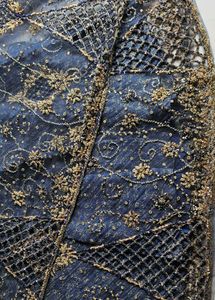 Blue &amp; Gold Embellished Fabric
