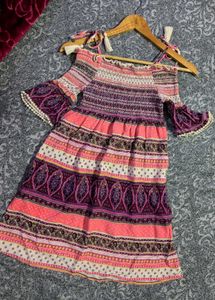 Off Shoulder Dress Pink Orange 🧡🩷