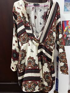 PLT Boho Paisley Print Deep V-Neck To