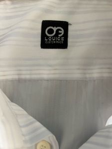 Louice Custom Made White Striped Formal Shirt .