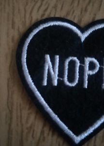 Iron On Applique/Patch- Nope, Black Hear
