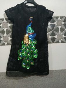 Black Peacock Sequin Dress
