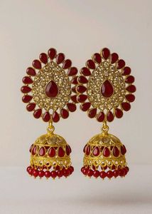 Golden Plated Red Earrings.
