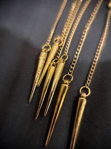 Plastic Gold Ear Cuff With Hanging Spiked