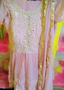 Pink Embellished Sharara Dress