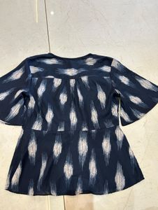 Aptitude Navy Print Wrap Blouse Top