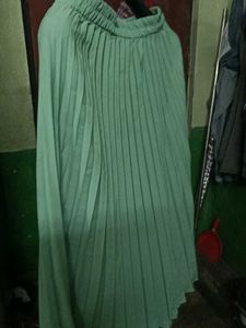 Green Pleated Skirt