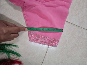 Baby Pink Saree With Stiched Blouse