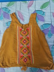 Mustard Yellow Embroidered Top