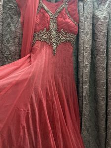 Traditional Pink Dress With Chuni