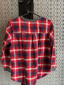 Plaid Accent Long Sleeve Top