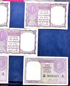 Rare 10 One Rs indian Note Year 1951.