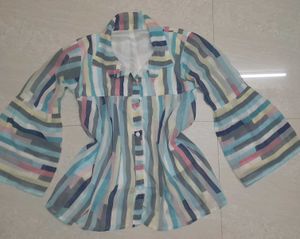 Striped Top with Bell Sleeves