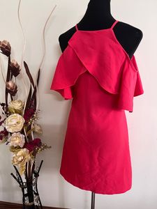 Cold Shoulder A-Line Bodycon Dress Red