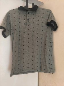 Gray Patterned Polo Shirt