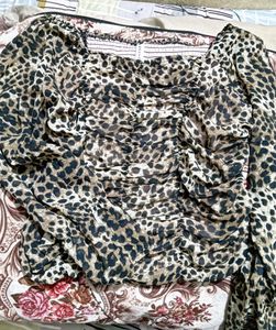 Leopard Print Ruched Top