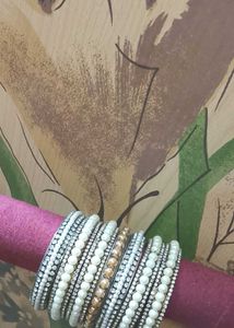 Pearl and Stone Bangle Set