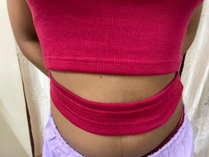 💖 Pink One Shoulder Crop Top – Cut-Out Style
