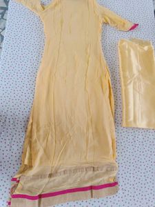 yellow chiffon kurta and pent