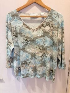 Vintage Print V-Neck Top