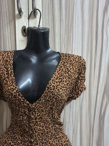 Leopard Print Button-Down Top