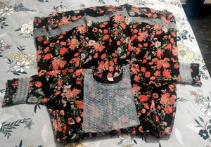 Floral Print Top & Cardigan Set