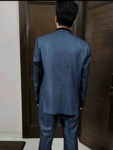 Partywear Men Blue Rayon Two Piece Suit