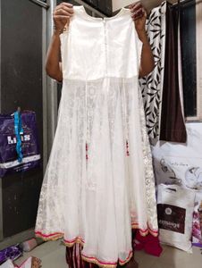 embroidery C cut design long gown with lehenga