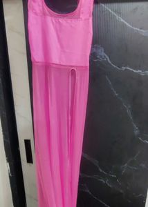 Pink Maxi Dress with Thigh Slit