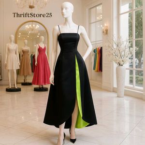 Elegant Black & Neon Green Dress