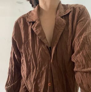 🤎Brown Textured Button-Up🤎