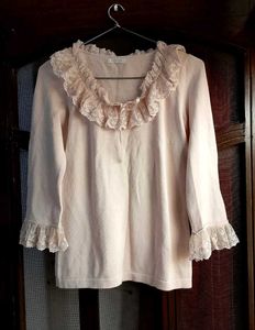 Lace Trim Cotton Top
