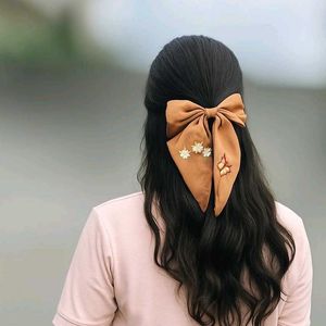 Hand Embroidered Hair Bow