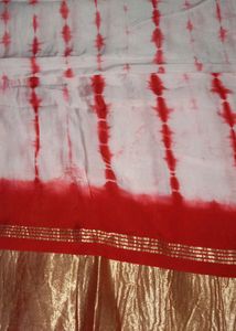 Red White Bangali Type Saree  , Good Quality , Goo