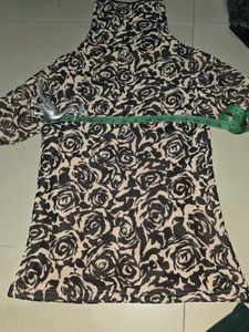 Floral Mesh Fleece Turtleneck Top