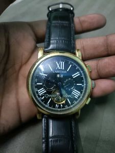 Cartier Black Leather Watch