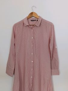 Pink And White Strips Casual Dress (Women)