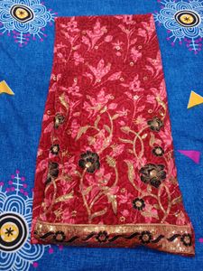 Unstitched Red Floral suit set